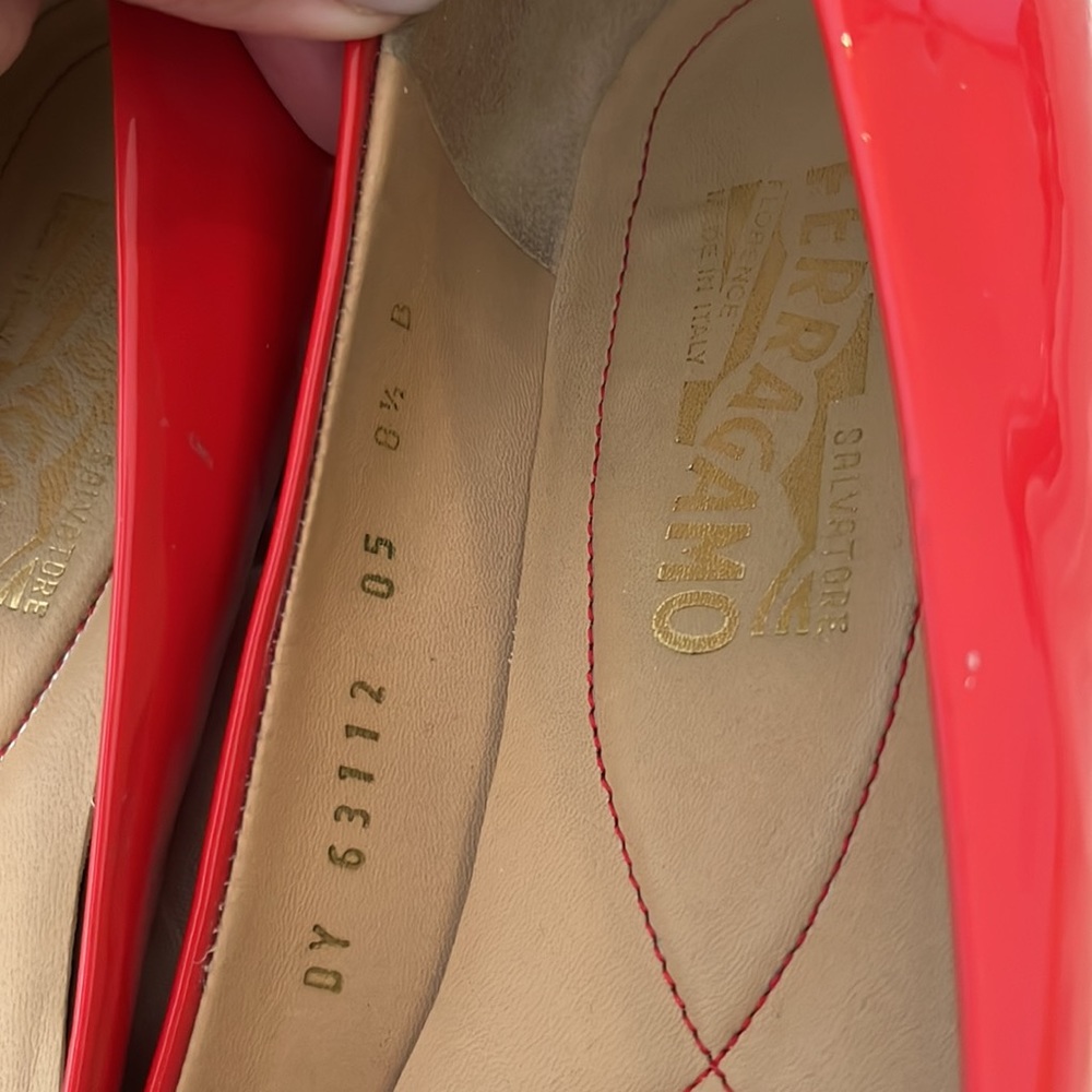 Salvatore Ferragamo Flat Red Pattern Ballerina Sh… - image 2